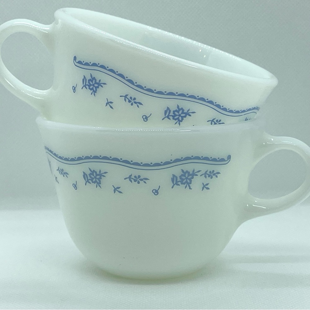 Set of Two Pyrex Milk Glass Cups